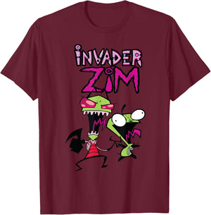 Nickelodeon Invader Zim and Gir T-Shirt - T-Shirt | Maroon
