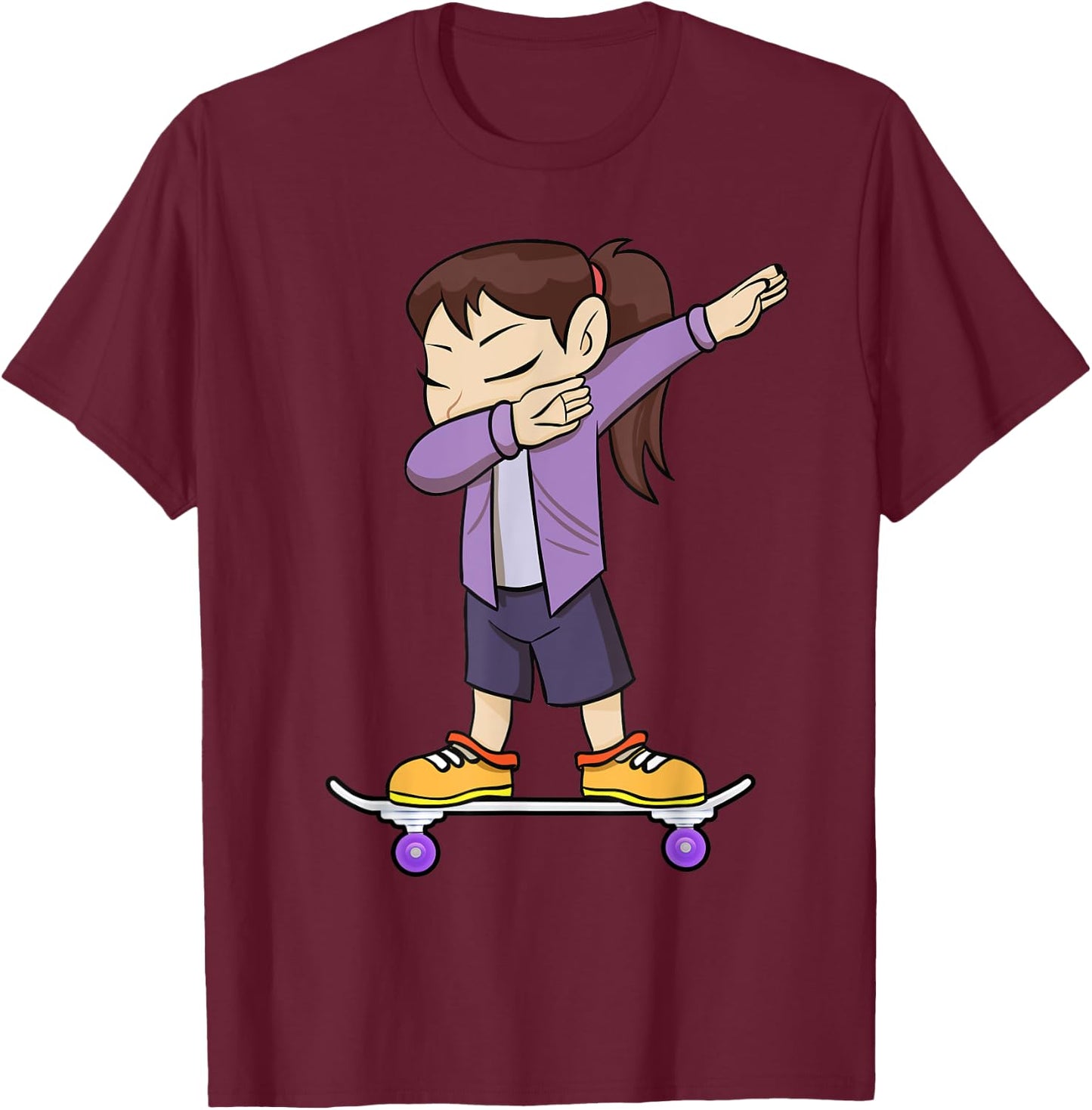 Skateboarding Teenage Girl on Skateboard Gift Skater T-Shirt - T-Shirt | Maroon
