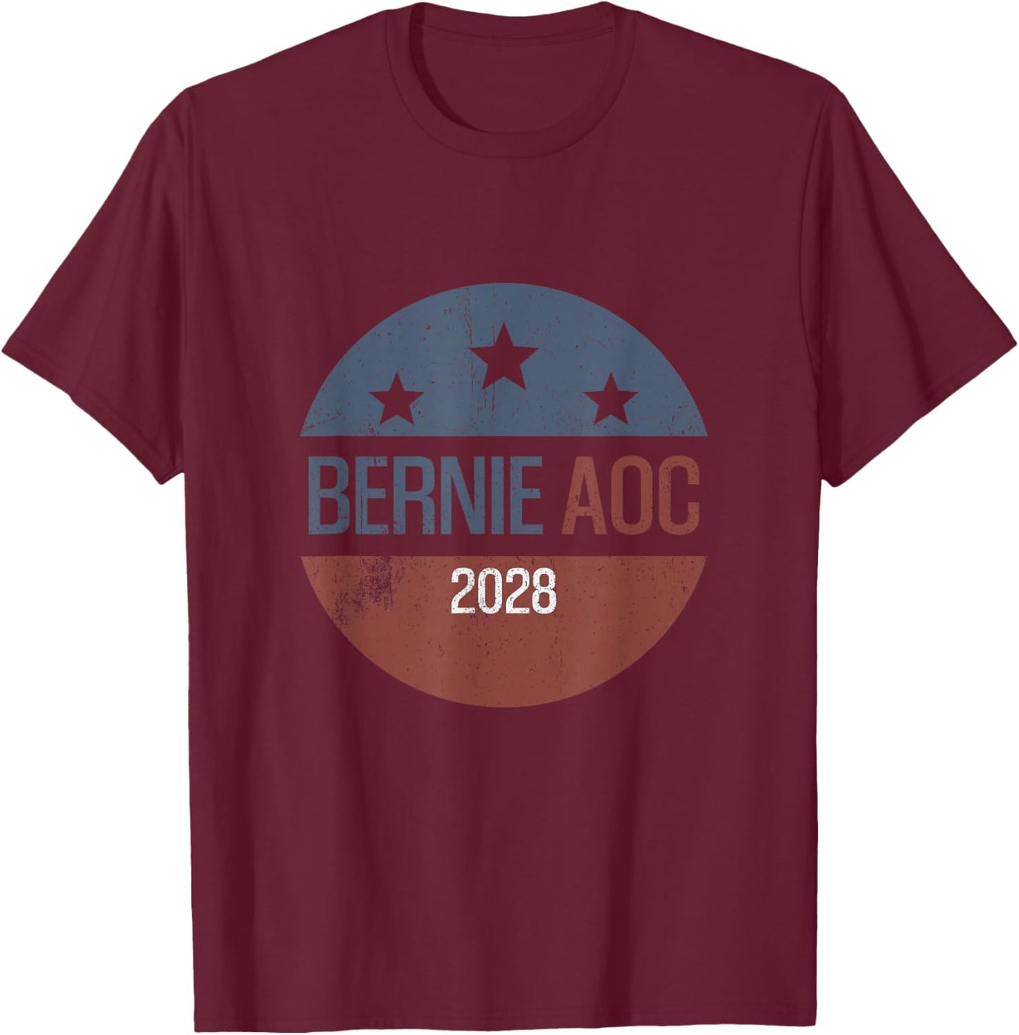 Bernie AOC 2028 Bernie Sanders Alexandria Cortez President T-Shirt - T-Shirt | Maroon