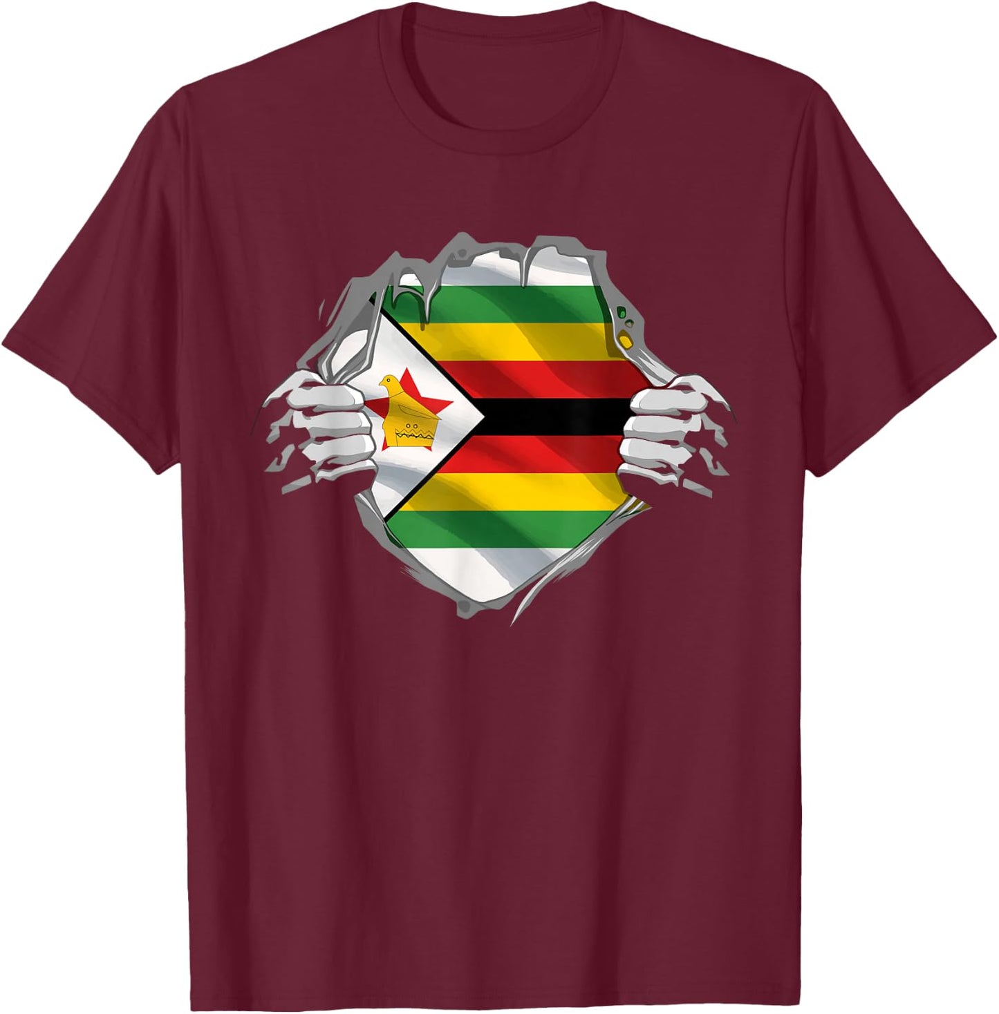 Zimbabwe Super Zimbabwean Flag Zimbabwe Roots Citizen T-Shirt - T-Shirt | Maroon