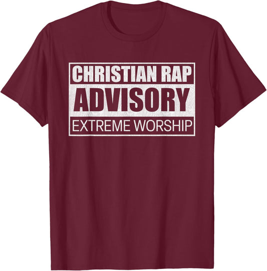 Vintage Christian Rap Advisory Extreme Worship T-Shirt - T-Shirt | Maroon