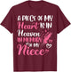 A piece of my heart is in heaven in memory of niece aunt T-Shirt - T-Shirt | Maroon