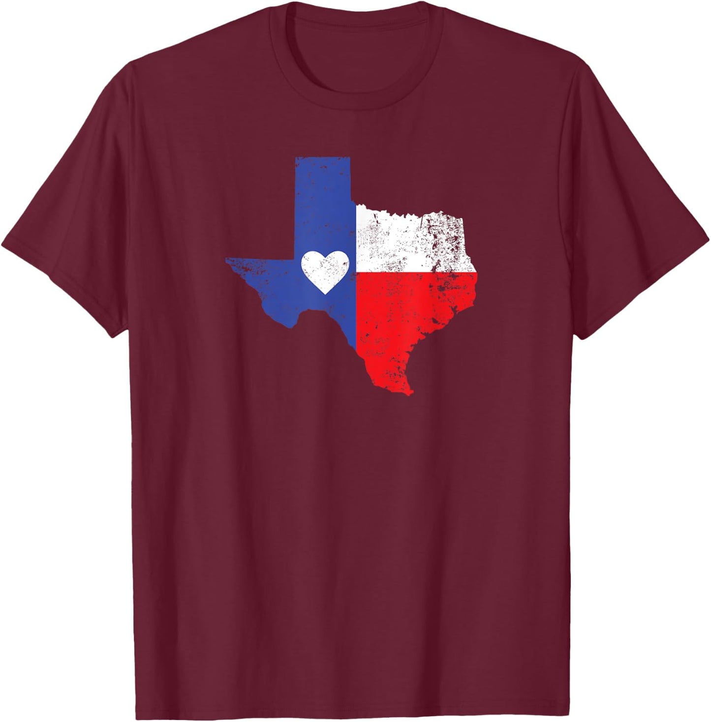 Texas Heart Flag State Outline T-Shirt - T-Shirt | Maroon