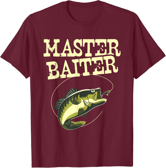 Masterbaiter Funny Fishing Fisherman Fish Master Baiter T-Shirt - T-Shirt | Maroon