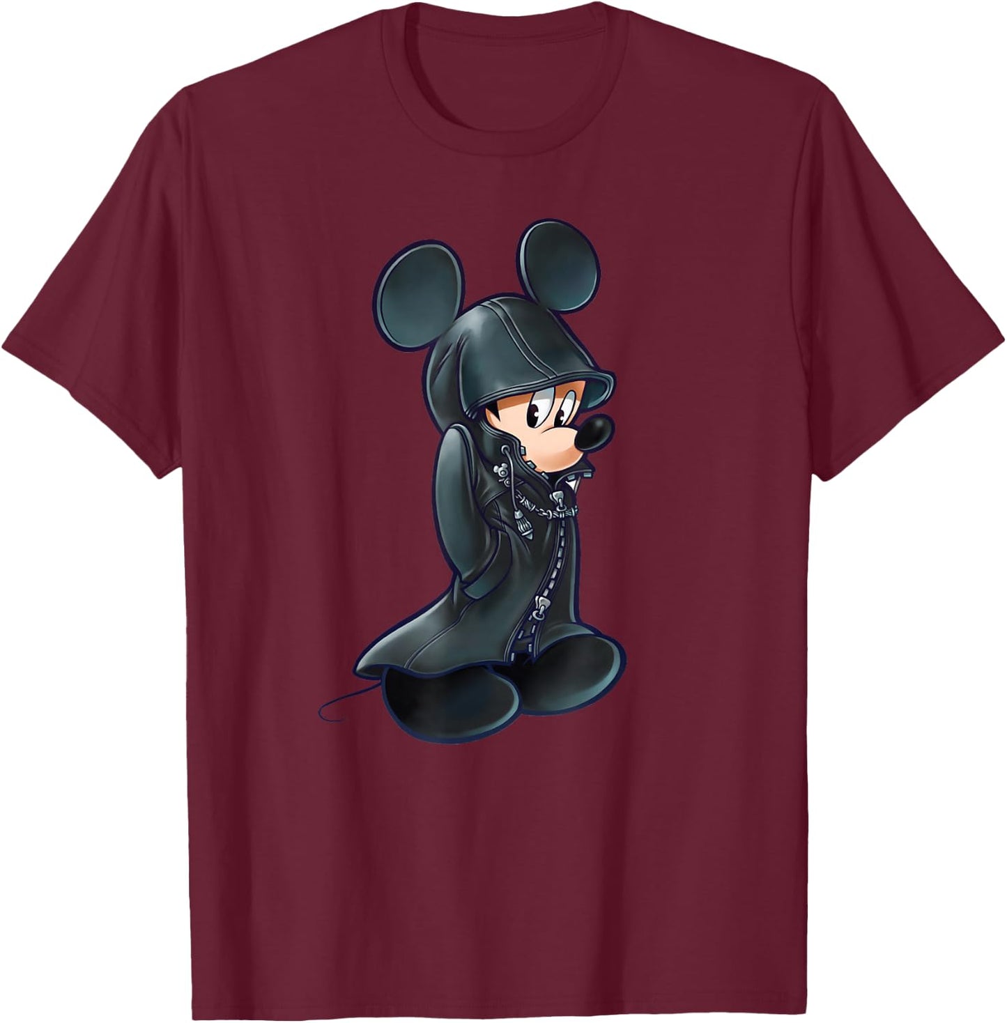 Disney Kingdom Hearts King Mickey Black Coat T-Shirt - T-Shirt | Maroon
