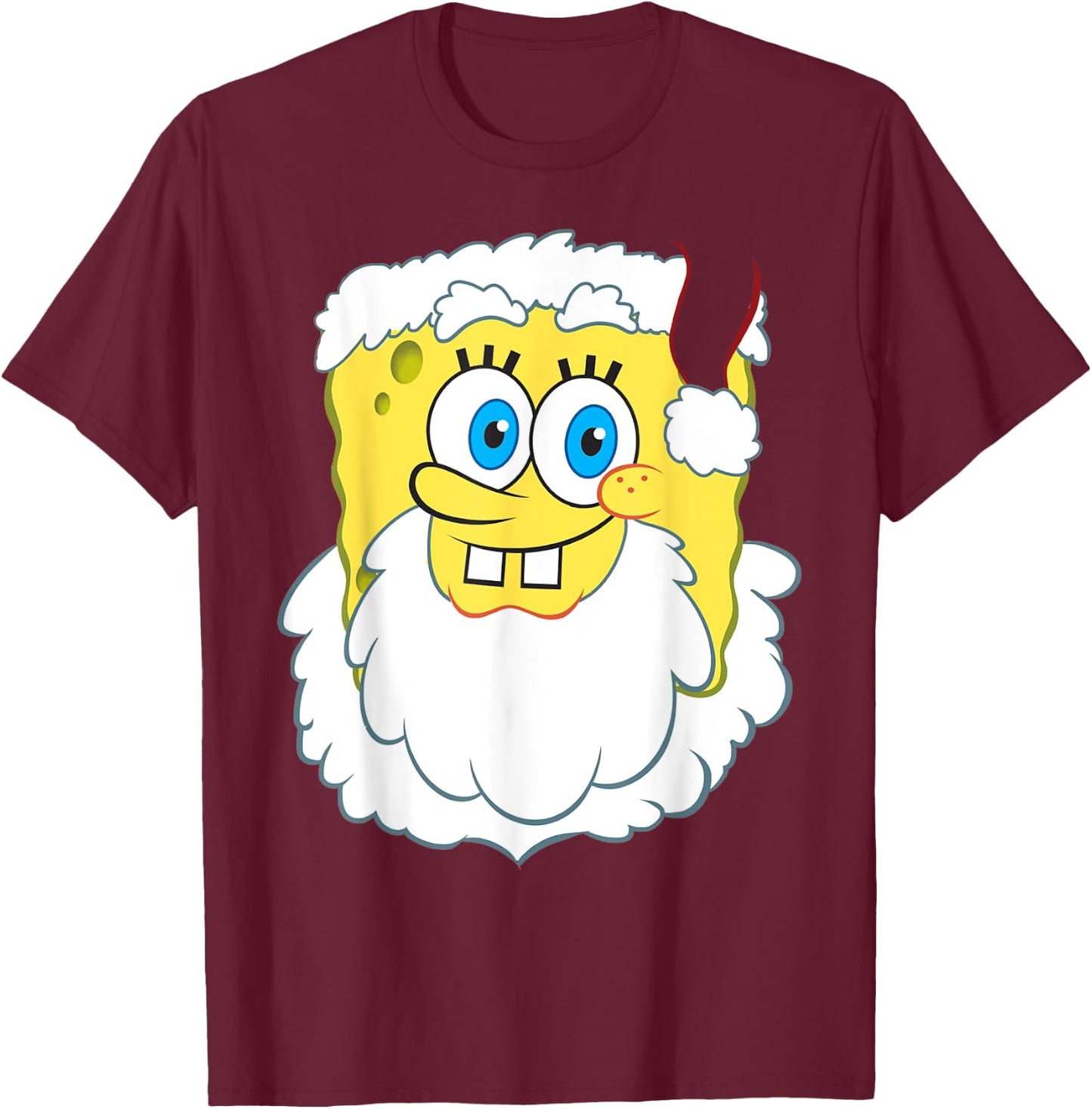 Spongebob SquarePants Large Santa Clause Christmas T-Shirt - T-Shirt | Maroon