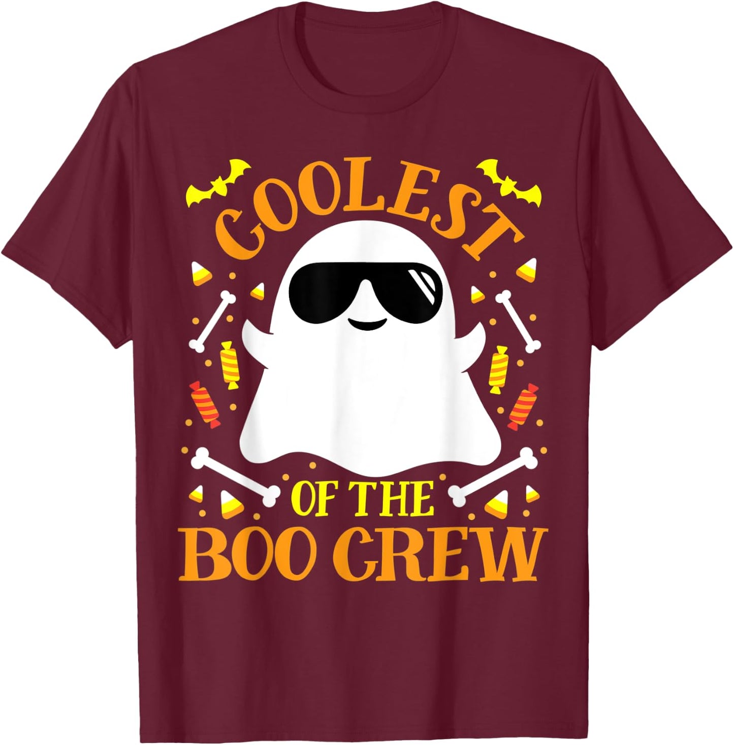 Coolest Boo Crew Ghost Matching Funny Set Boy Girl Halloween T-Shirt - T-Shirt | Maroon