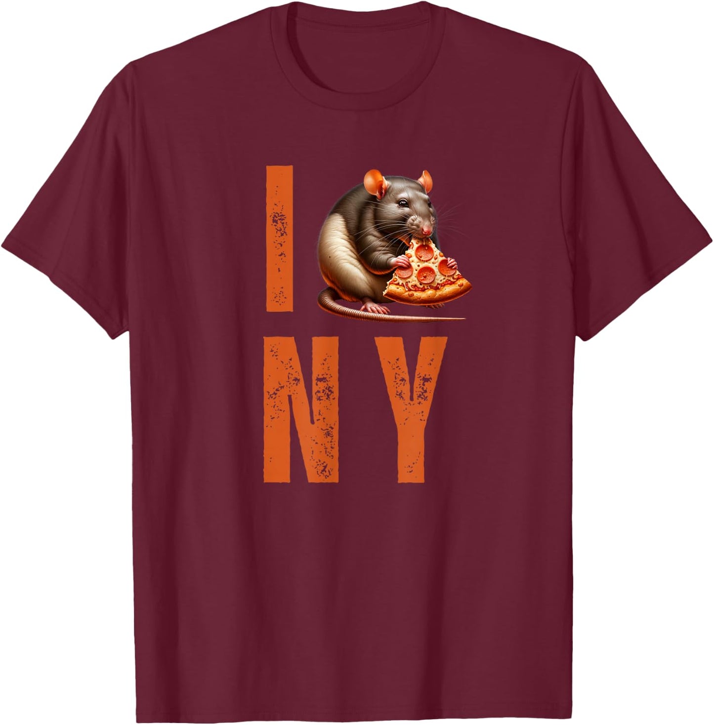 Pizza Rat I love New York T-Shirt - T-Shirt | Maroon