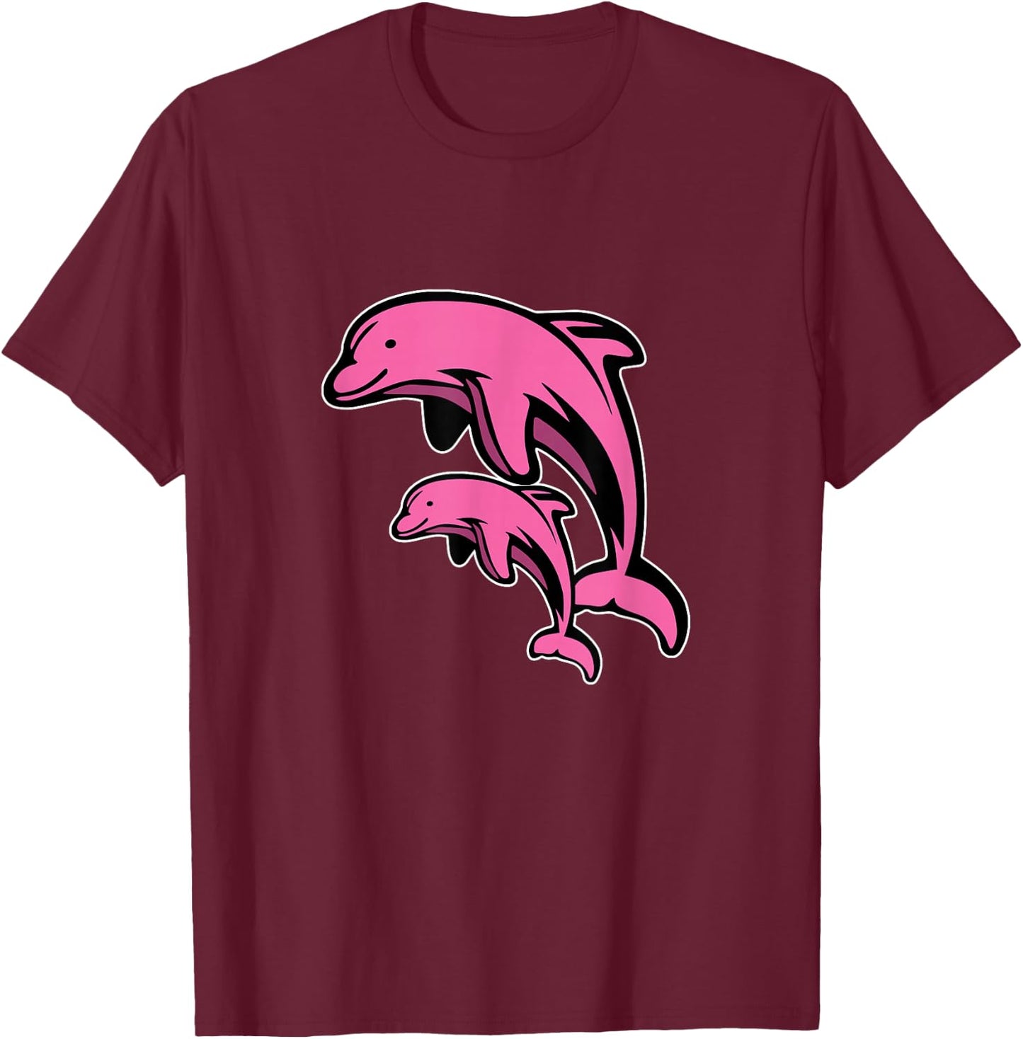 Pink Dolphin Animal Ocean T-Shirt - T-Shirt | Maroon