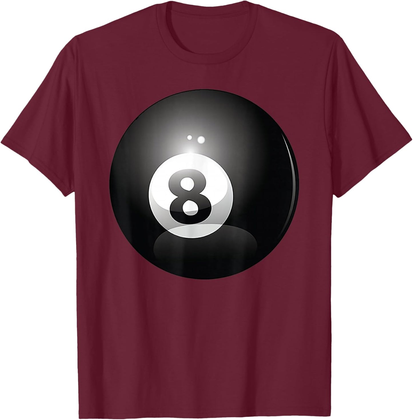 8 Ball Billiards Pool Player Eight Ball Lucky 8 T-Shirt - T-Shirt | Maroon