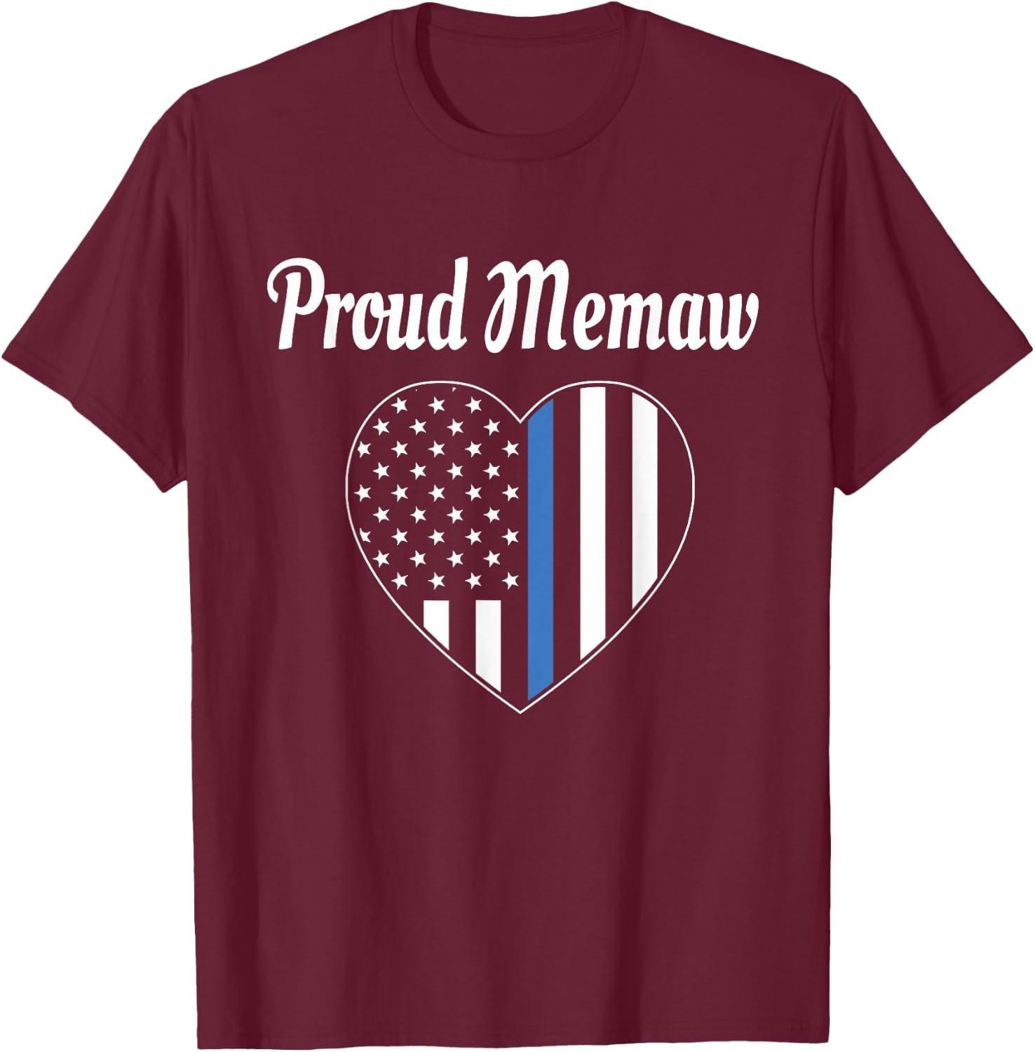 Proud Memaw of Police Officer - Law Enforcement Support T-Shirt - T-Shirt | Maroon
