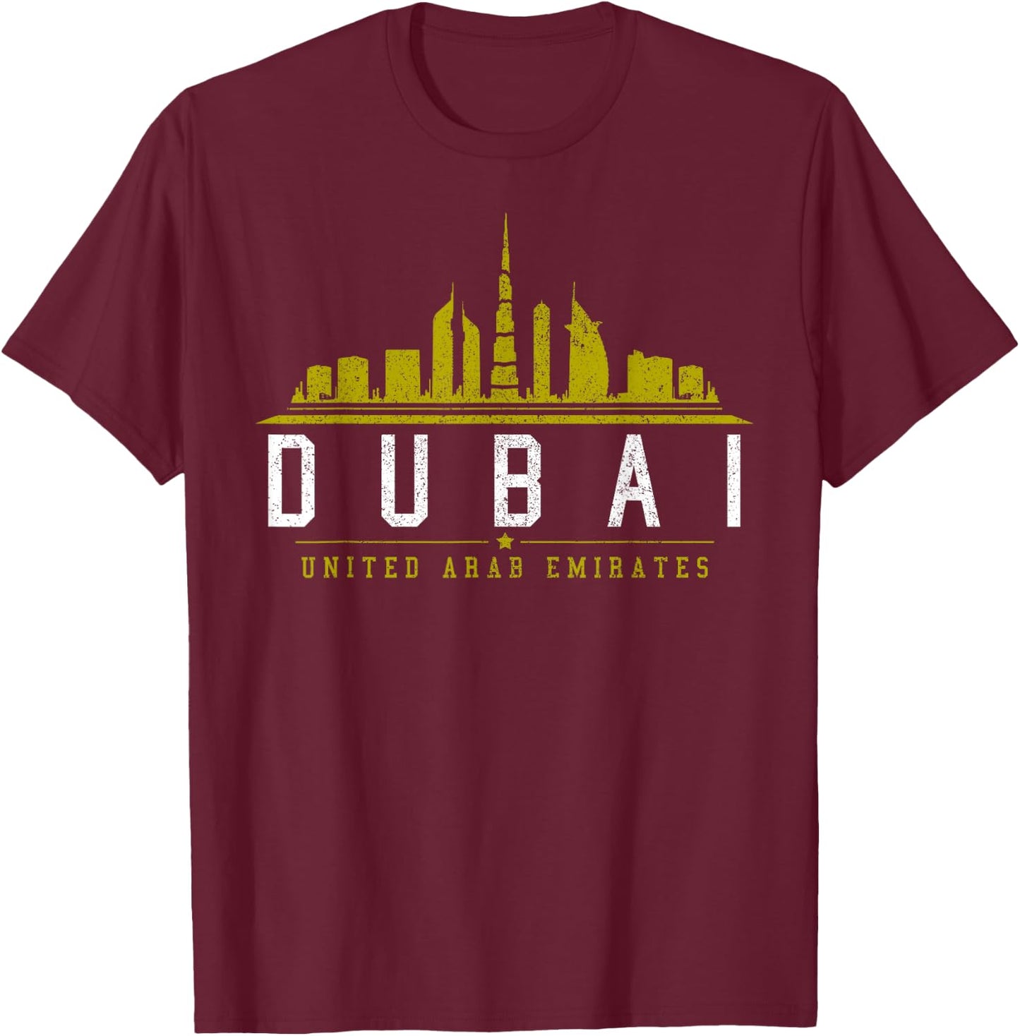 Dubai Shirt - Skyline United Arab Emirates UAE Gift T-Shirt - T-Shirt | Maroon