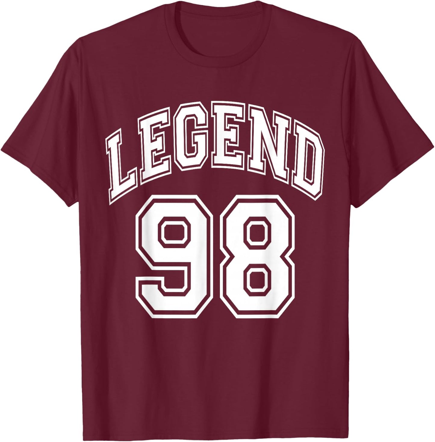 Legend 98 Years Old Number Team 98th Birthday 1998 T-Shirt - T-Shirt | Maroon