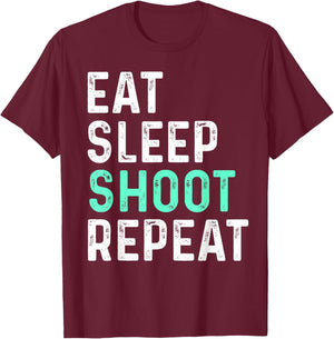 Eat Sleep Shoot Repeat T-Shirt - T-Shirt | Maroon