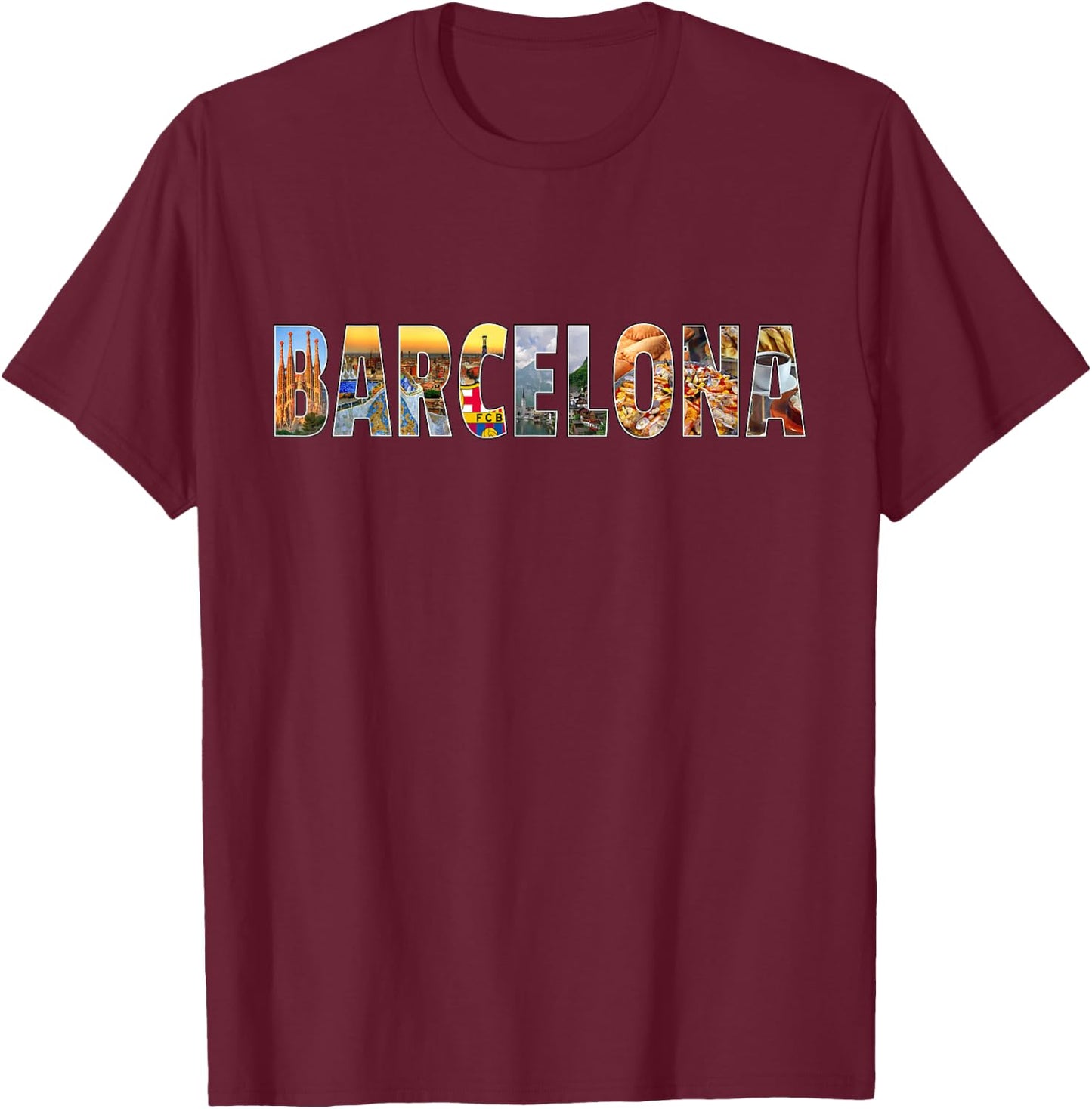 Barcelona Souvenir Spanish Vacation T Shirt Gift T-Shirt - T-Shirt | Maroon