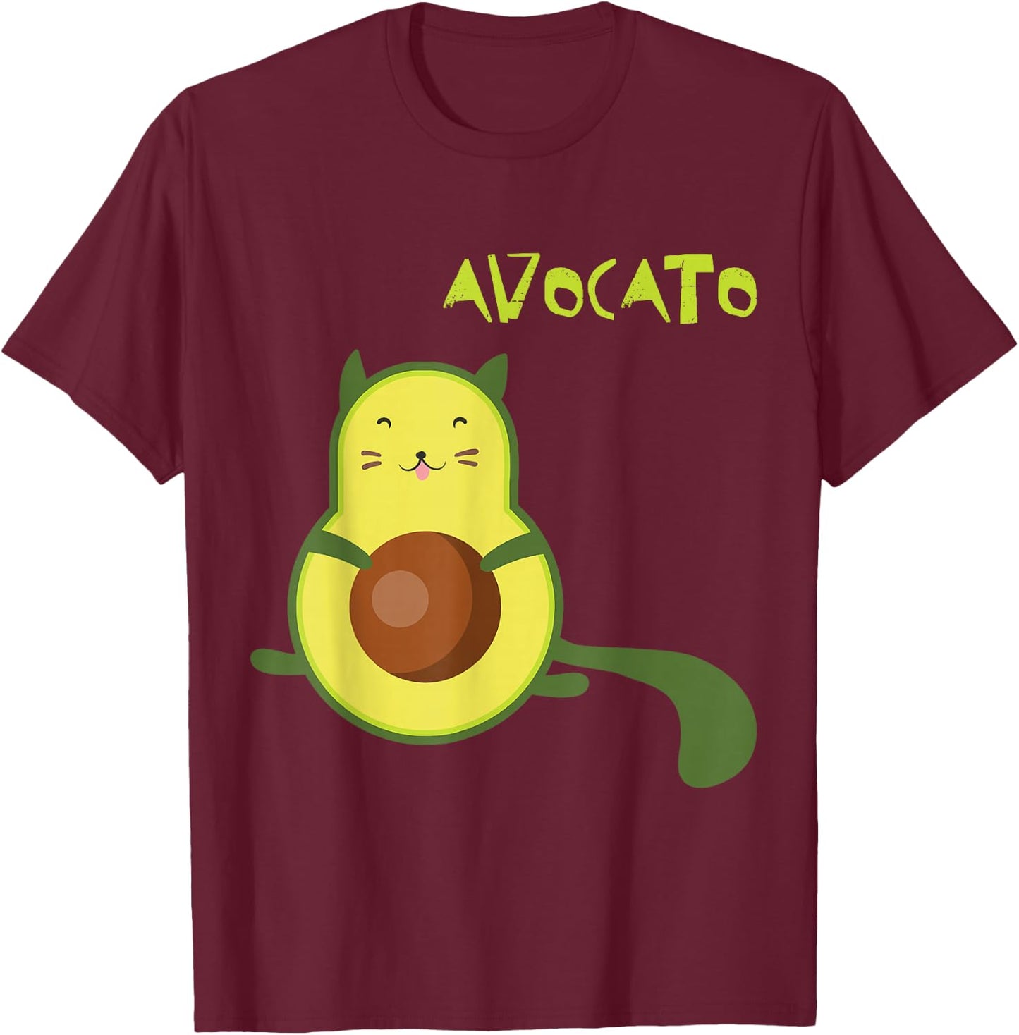 Avocato Funny Cute Cat Avocado Gift Vegan T-Shirt - T-Shirt | Maroon