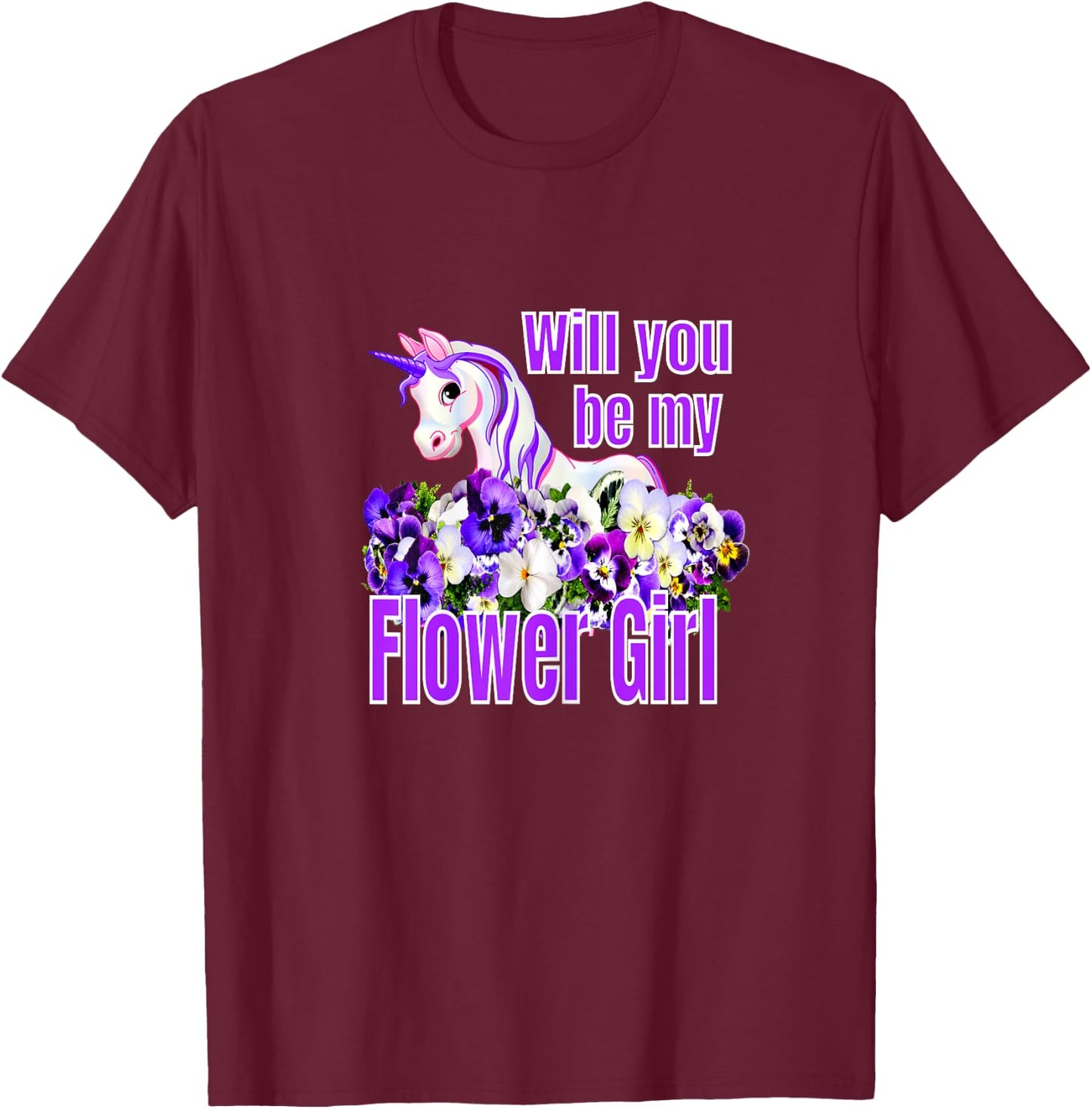 Will You Be My Flower Girl T-Shirt - T-Shirt | Maroon