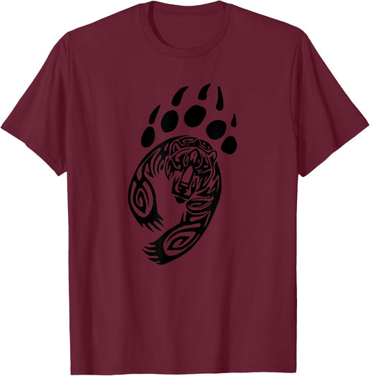 Bear Clothing Paw Print Grizzly Black Claw Boy Girl Kids T-Shirt - T-Shirt | Maroon