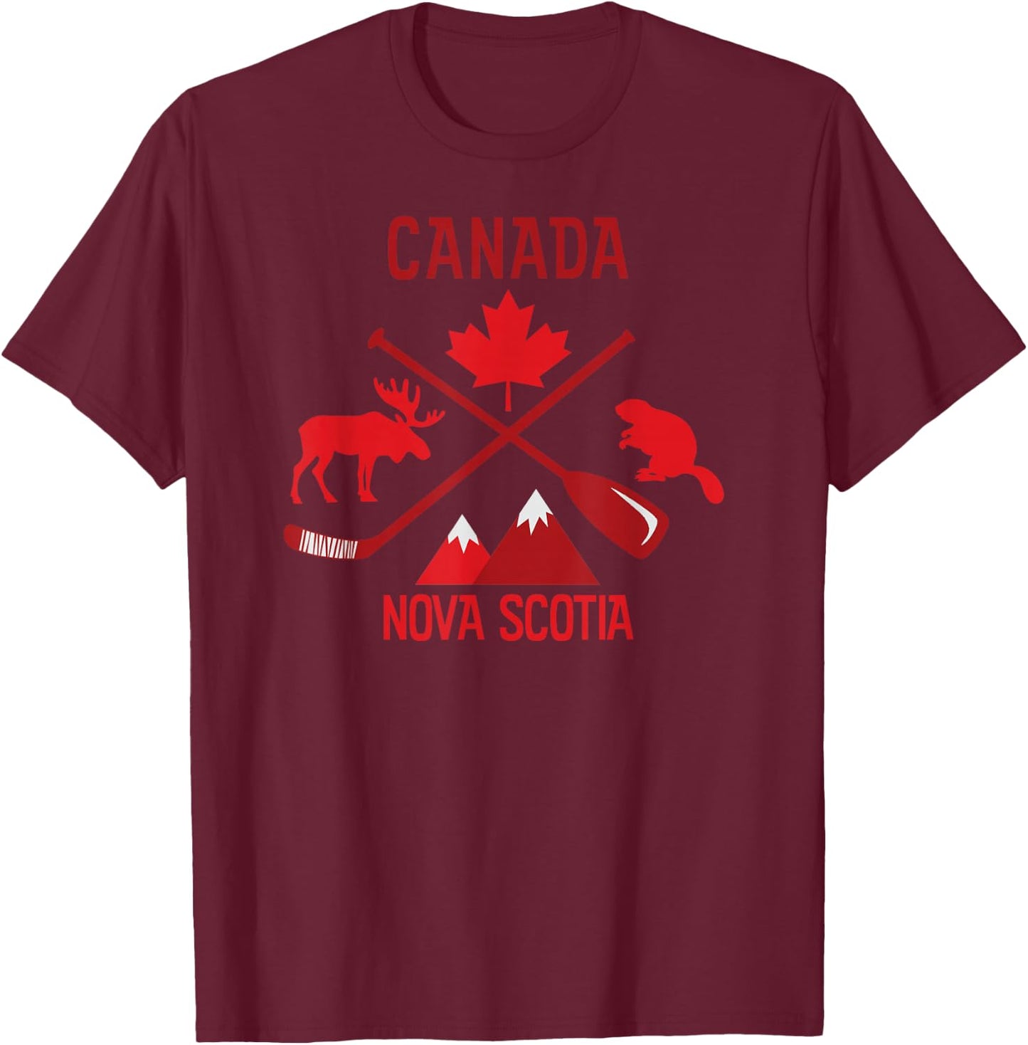 Nova Scotia Canada Symbols T-Shirt - T-Shirt | Maroon
