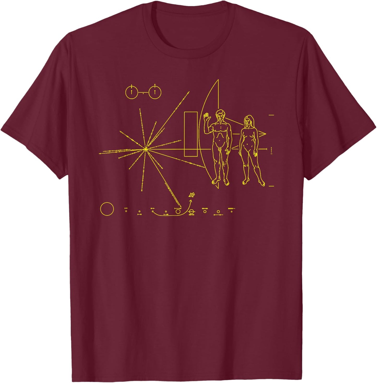 Pioneer Plaque From Earth & Mankind to Aliens T-Shirt - T-Shirt | Maroon
