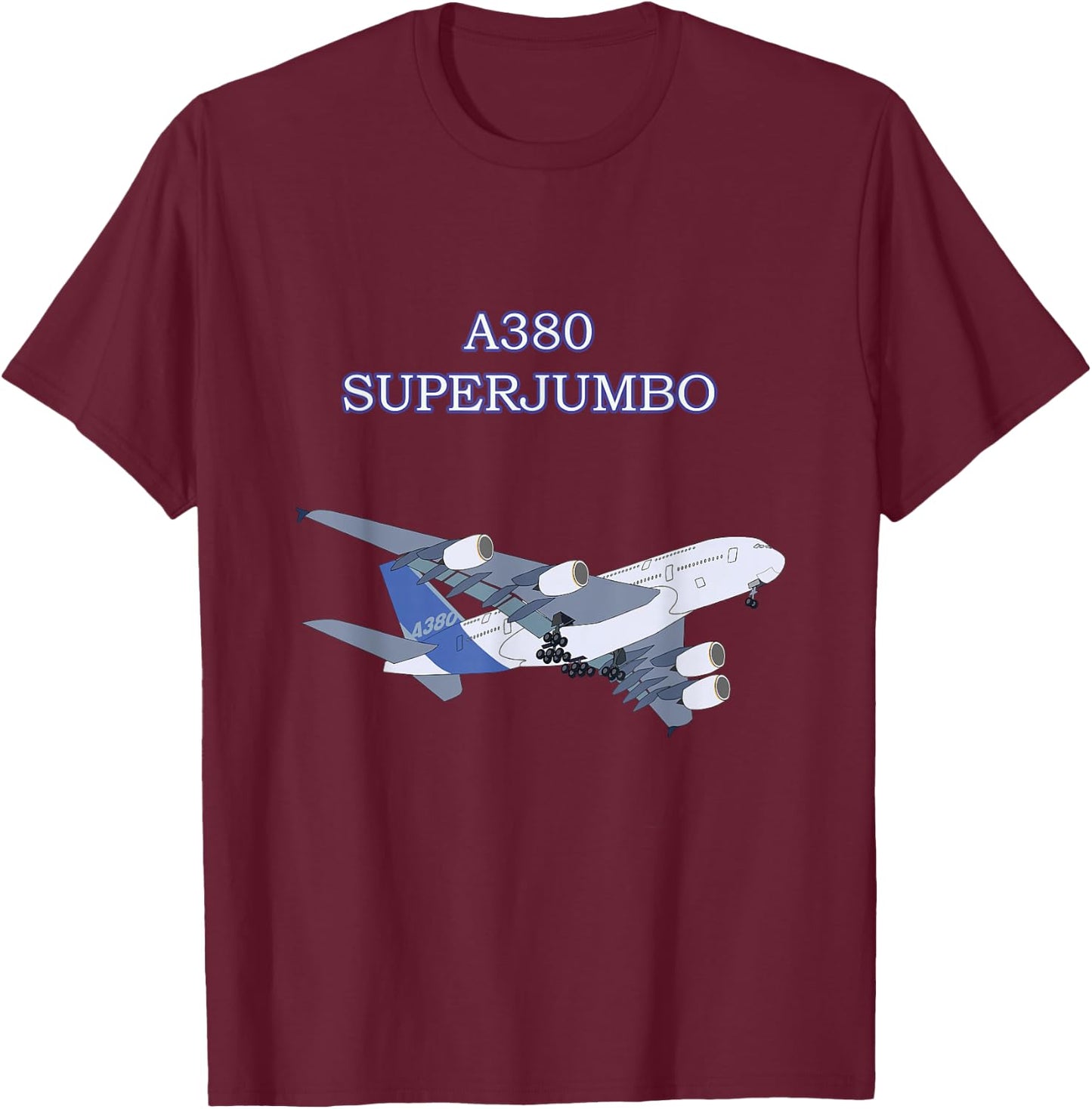 A380 Super Jumbo Airplane Adult Kids Children Plane T-Shirt - T-Shirt | Maroon