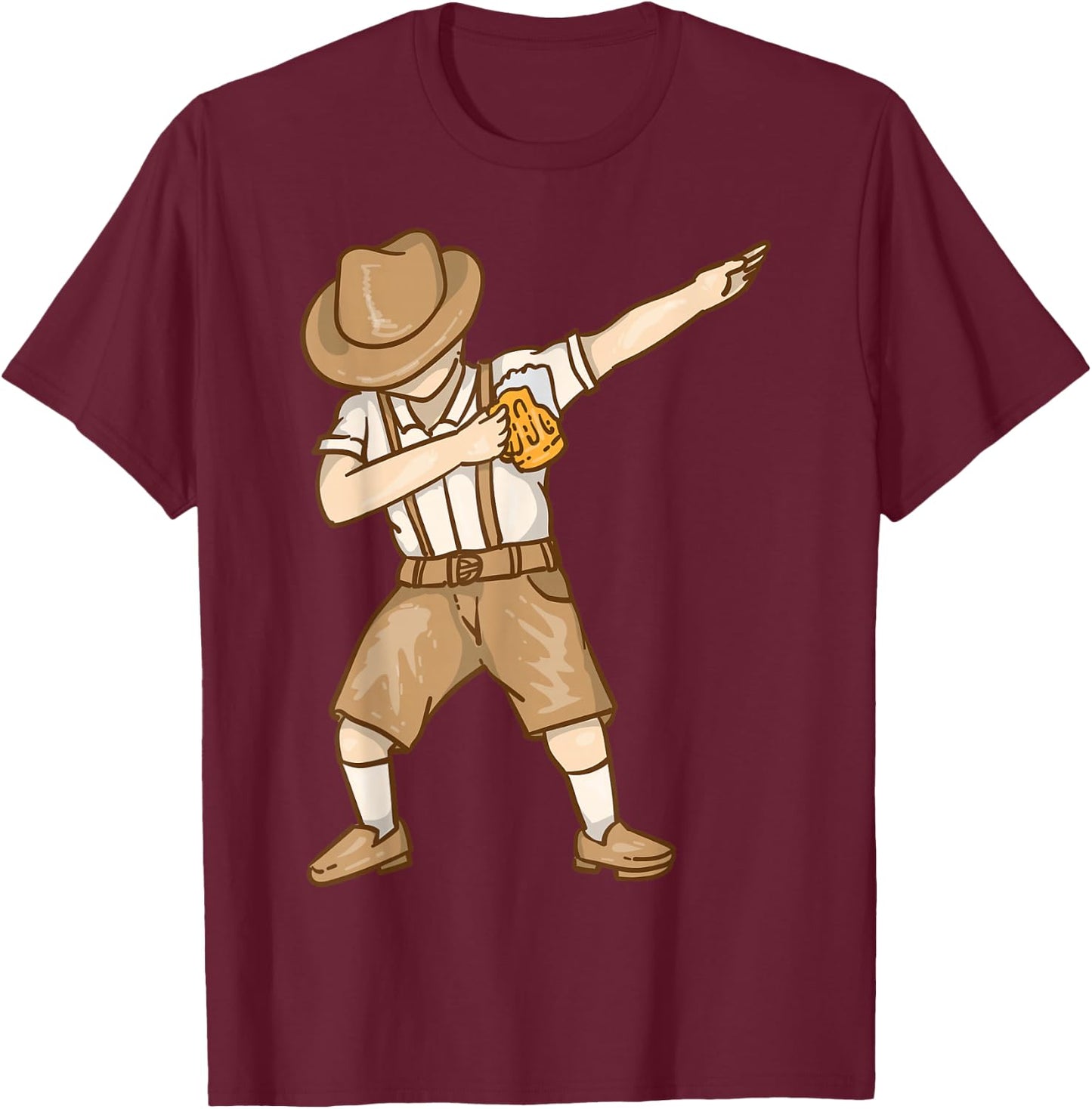 Cool Dabbing German Man with Beer Mug Shirt Oktoberfest Gift T-Shirt - T-Shirt | Maroon