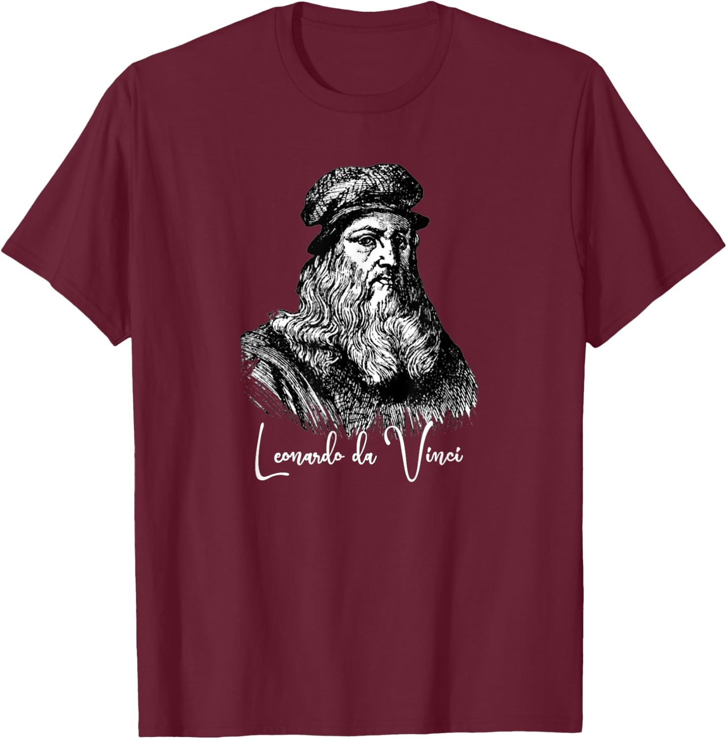 Leonardo da Vinci Shirt Self Portrait Renaissance Art Gift T-Shirt - T-Shirt | Maroon