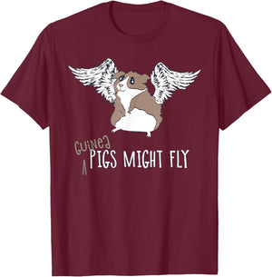Guinea Pigs Might Fly Cute Joke T-Shirt - T-Shirt | Maroon