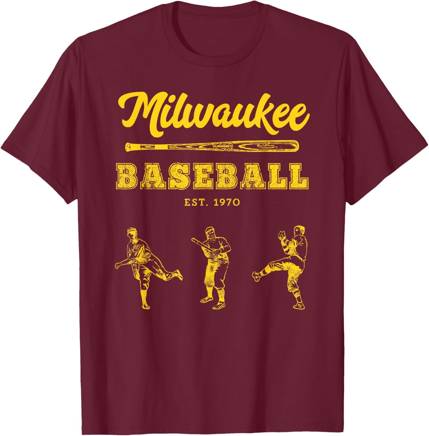 Classic Milwaukee Baseball Fan Retro T-Shirt - T-Shirt | Maroon