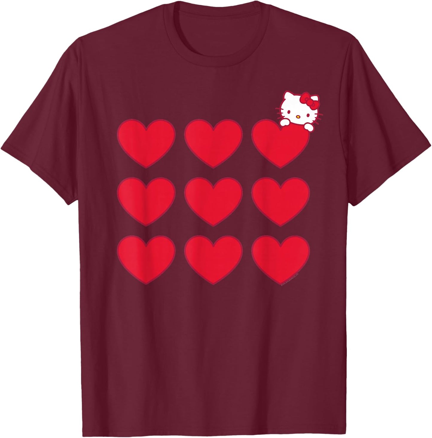 Hello Kitty Stacked Hearts Shirt T-Shirt - T-Shirt | Maroon
