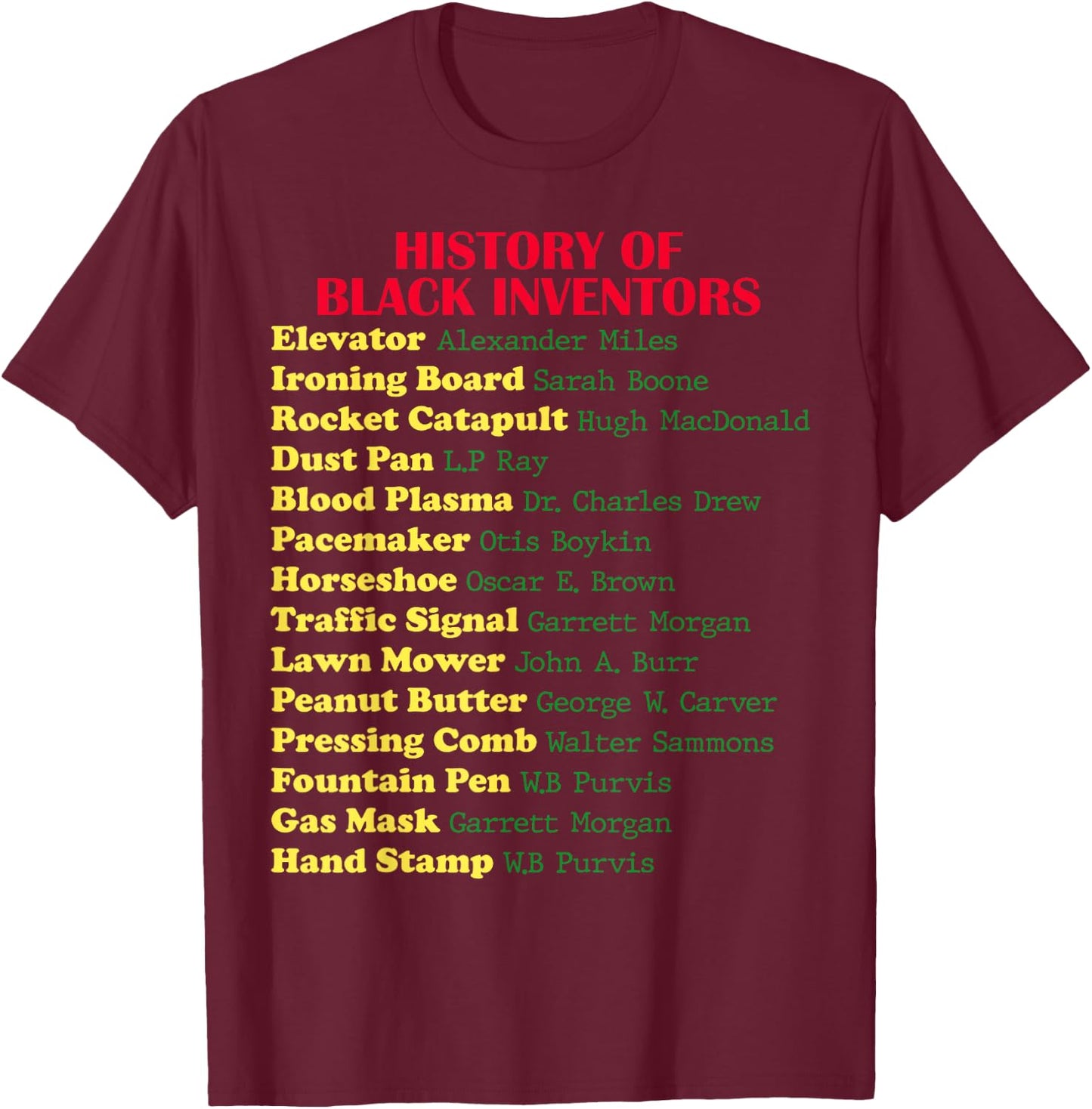 History Of Black Inventors Black History Month T Shirt T-Shirt - T-Shirt | Maroon