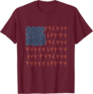 Vintage Ballet Dancer Gift American Flag July 4th Graphic T-Shirt - T-Shirt | Maroon