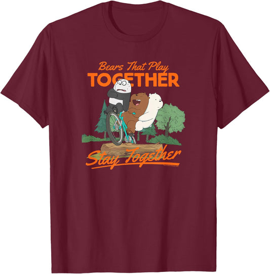 We Bare Bears Stay Together T-Shirt - T-Shirt | Maroon