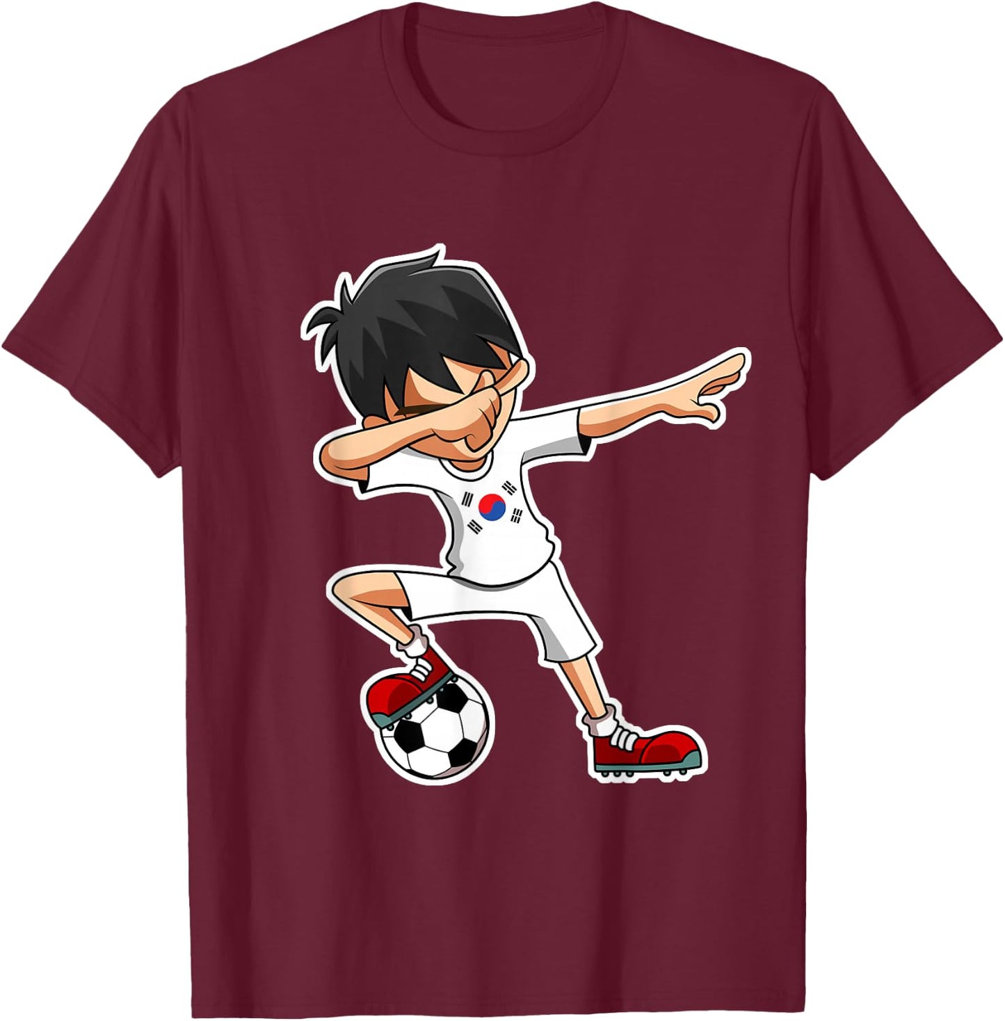Dabbing Soccer Boy South Korea Jersey, Korean Kids Gifts T-Shirt - T-Shirt | Maroon