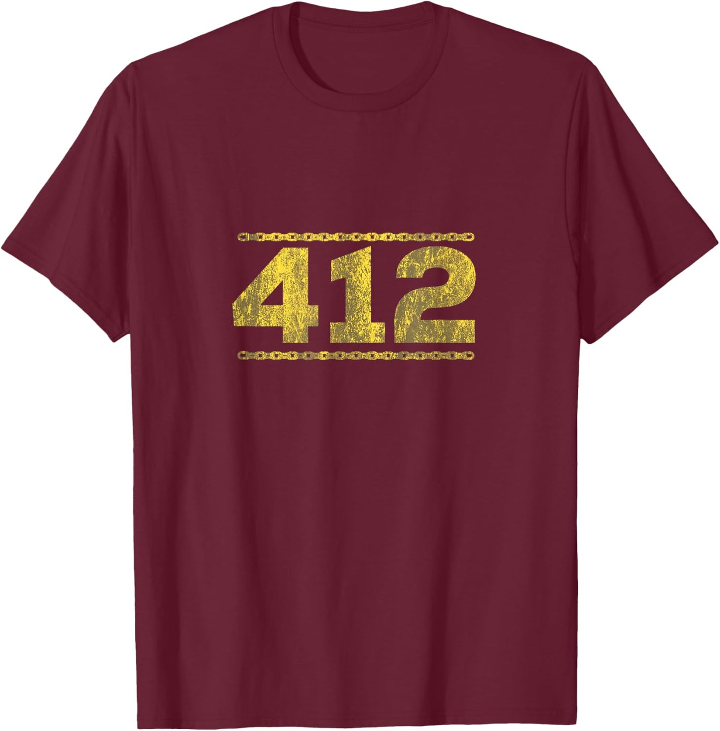 412 Pittsburgh Distressed Chain Yinzer City Retro Gift T-Shirt - T-Shirt | Maroon