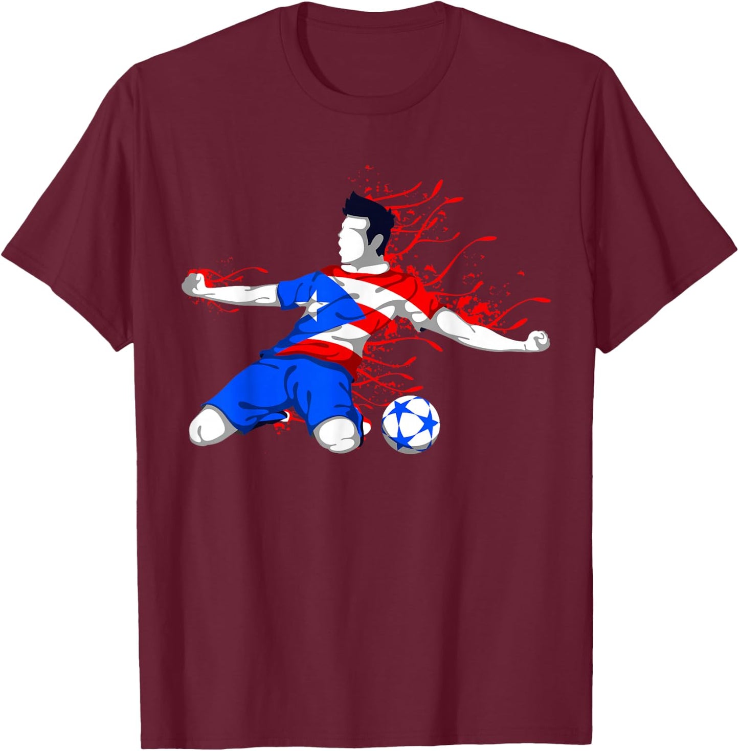 Puerto Rico Soccer Puerto Rican National Flag Football Lover T-Shirt - T-Shirt | Maroon