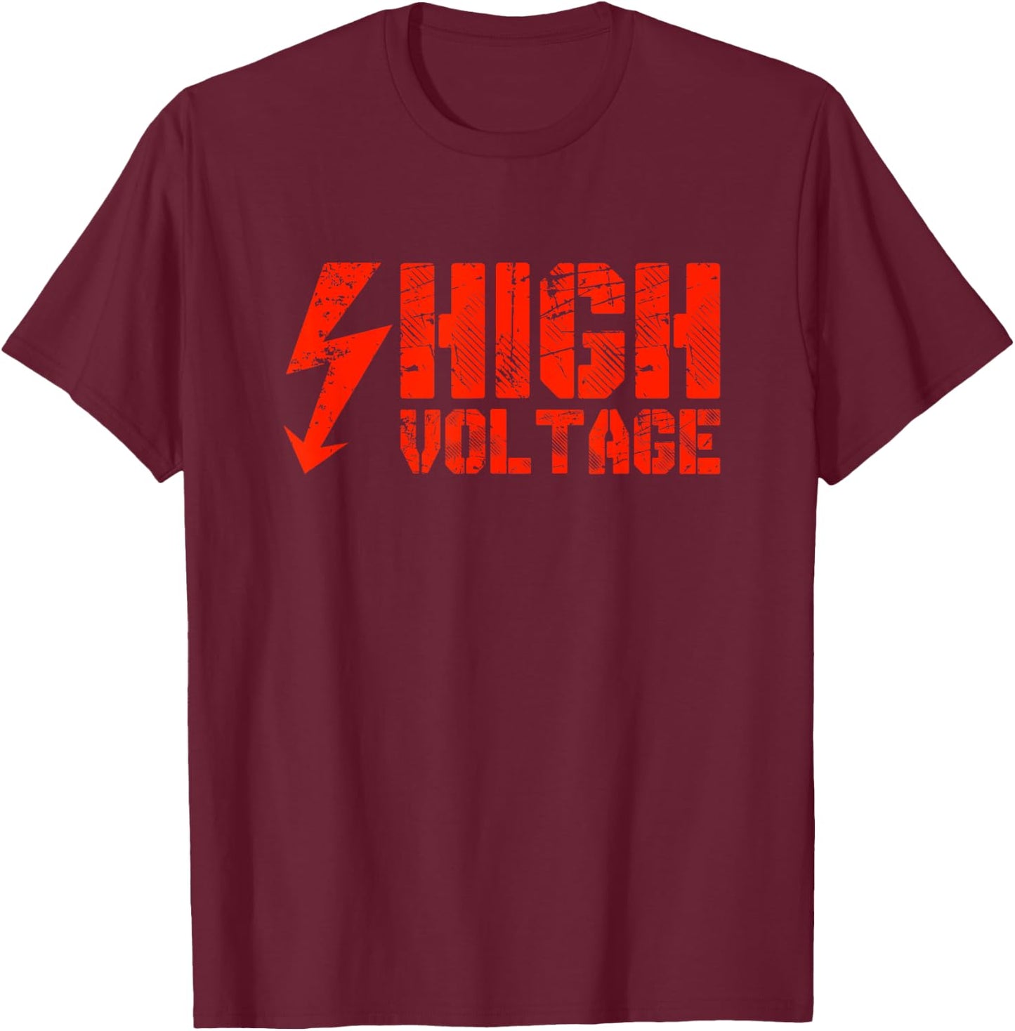 Danger Warning Electricity | High Voltage Helloween Costume T-Shirt - T-Shirt | Maroon
