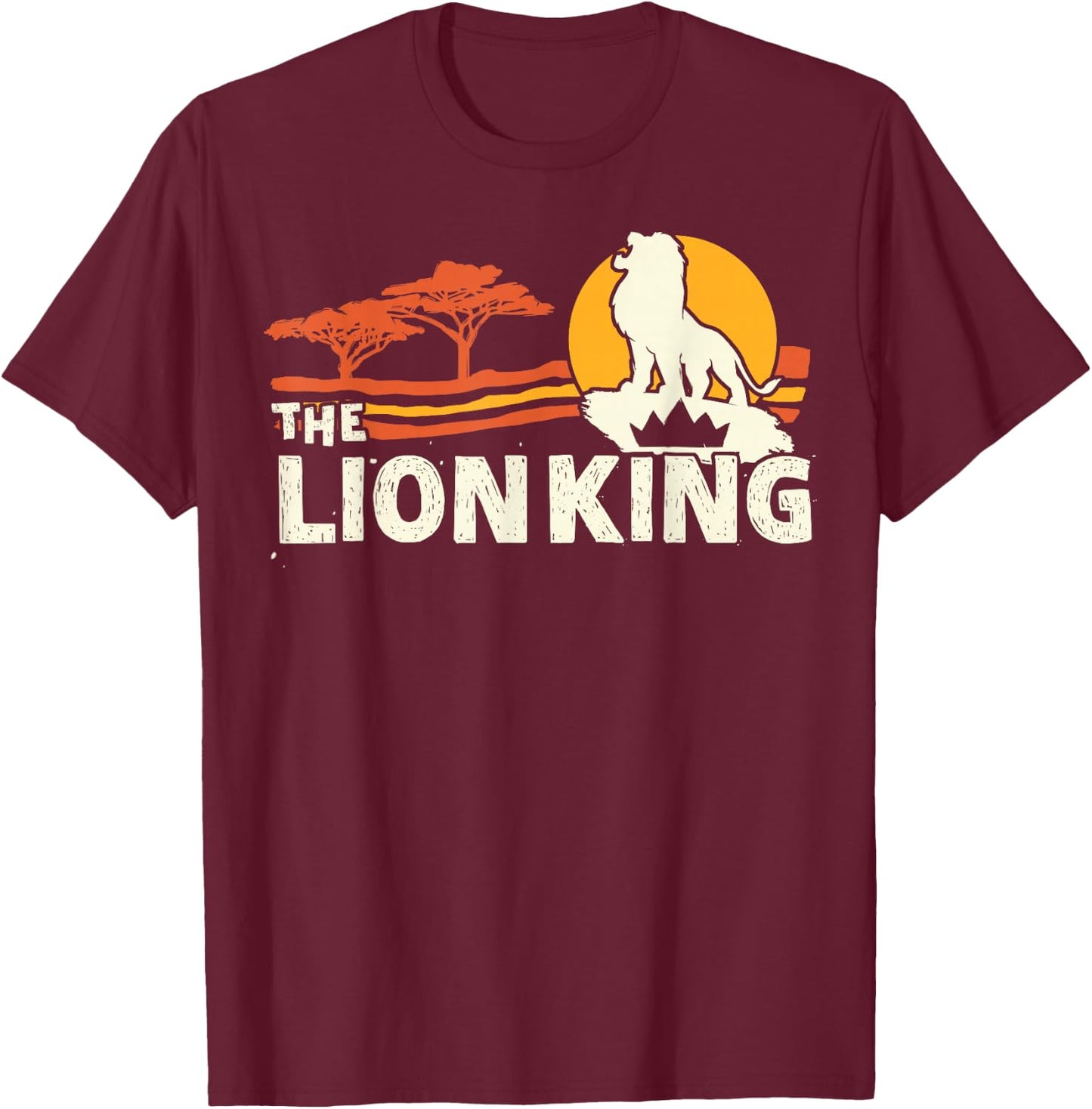Disney The Lion King Live Action Savannah Sunset Portrait T-Shirt - T-Shirt | Maroon