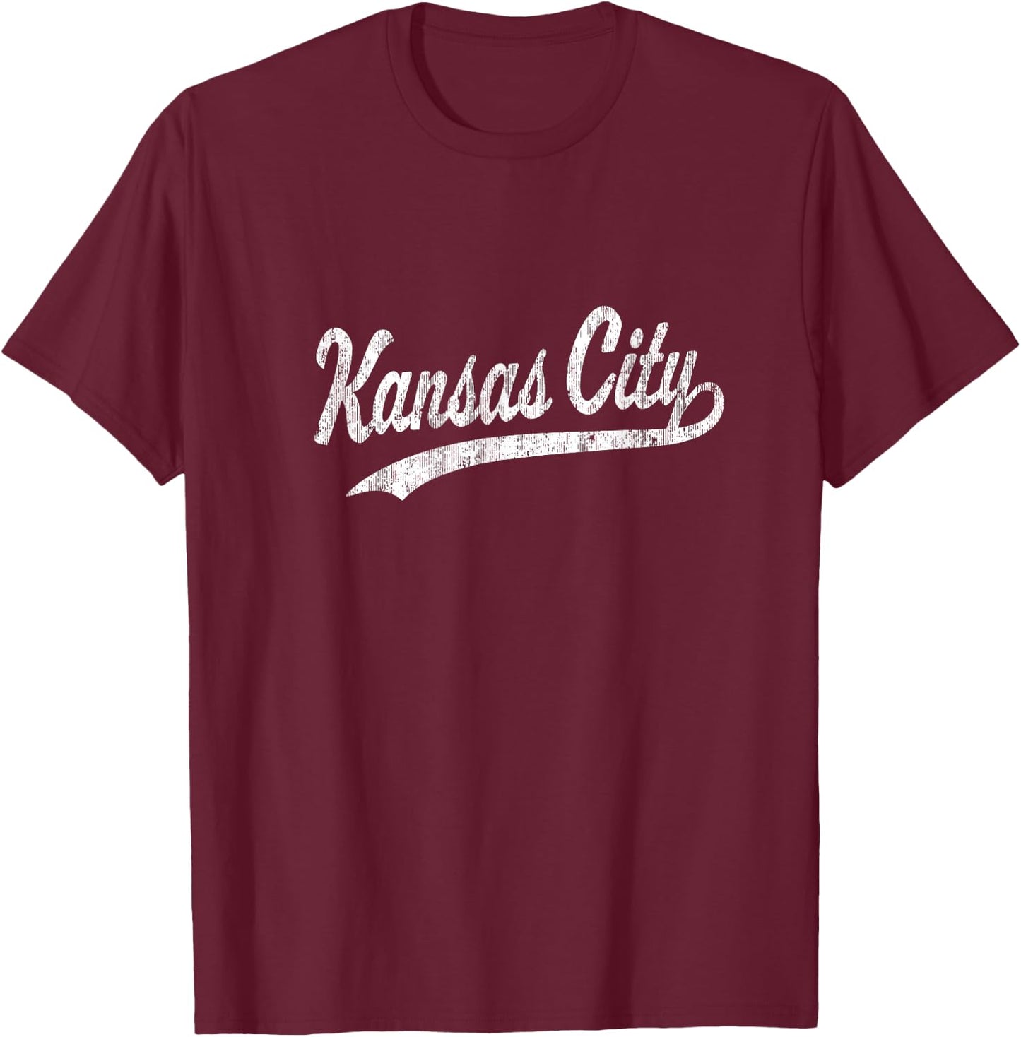 Kansas City KC Vintage Baseball Sports Script T-Shirt - T-Shirt | Maroon