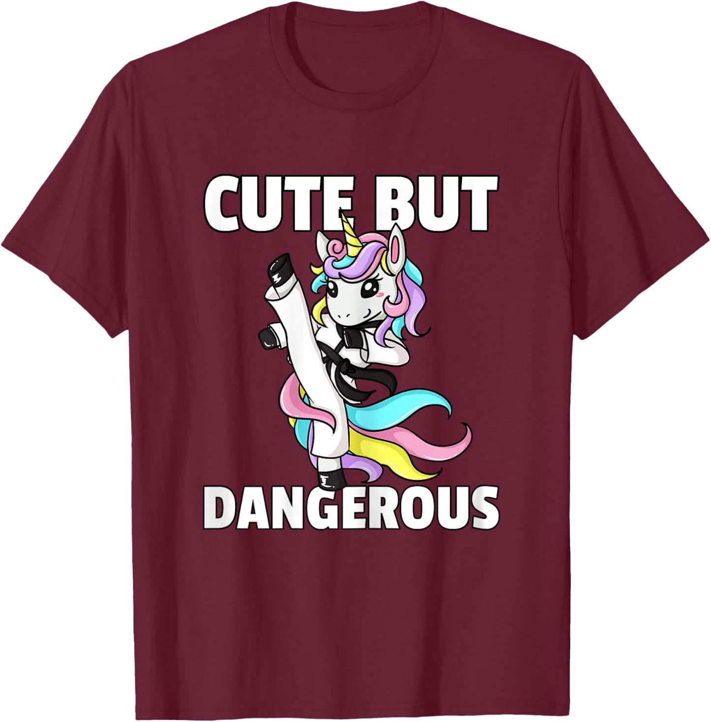 Unicorn Karate Gift Girl Taekwondo Jiu Jitsu MMA BJJ T-Shirt - T-Shirt | Maroon