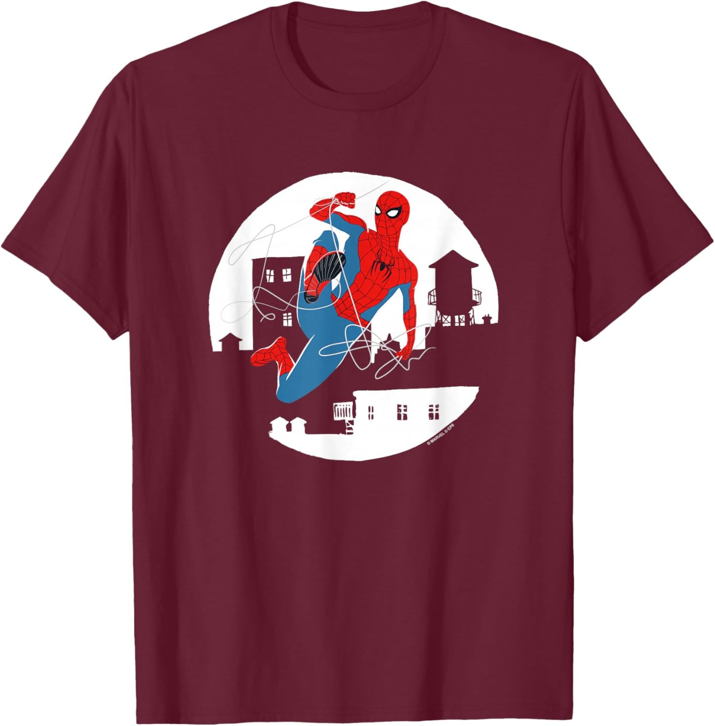 Marvel Spider-Man: New Day Spidey Spotlight Center T-Shirt - T-Shirt | Maroon