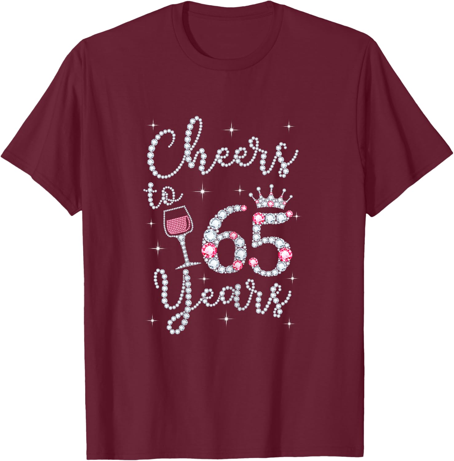 Cheers to 65 Years 1954 65Th Birthday Gift T-Shirt - T-Shirt | Maroon