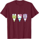 Hello Sanrio Keroppi Hello Kitty Badtz-Maru Ice Cream Cone V-Neck T-Shirt - T-Shirt | Maroon