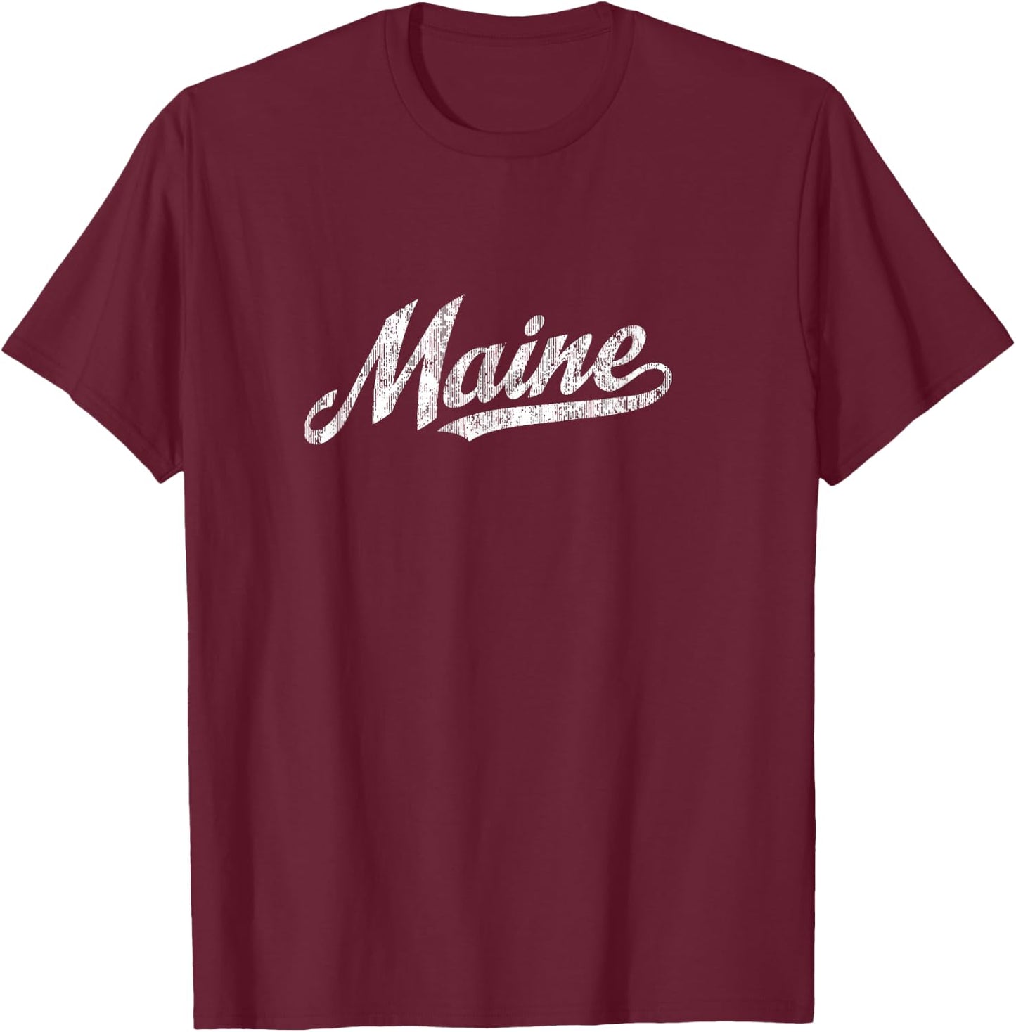 Maine ME Vintage Sports Script Retro Gift T-Shirt - T-Shirt | Maroon