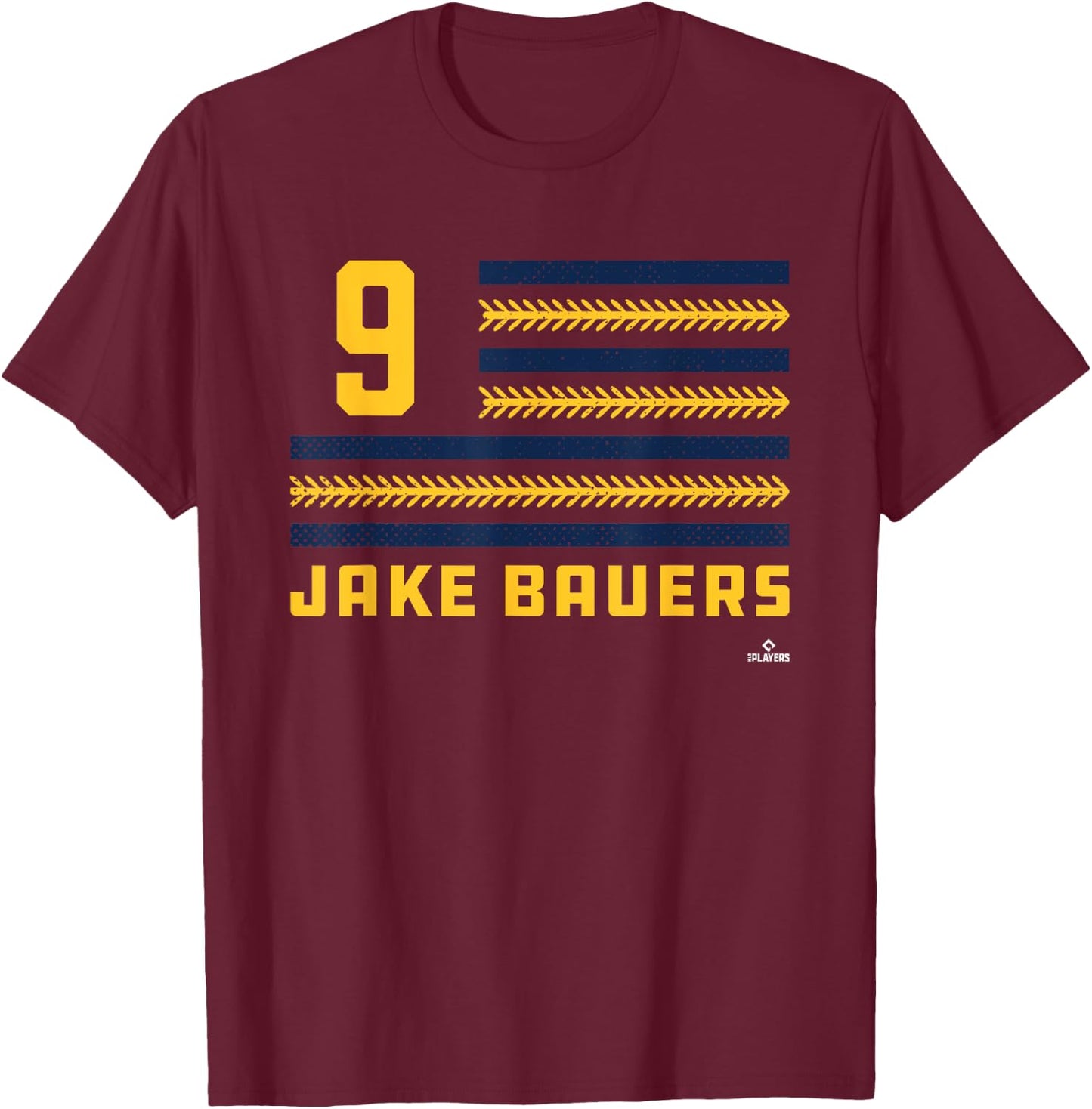 Flag Stripes Jake Bauers Milwaukee Baseball MLBPA T-Shirt - T-Shirt | Maroon