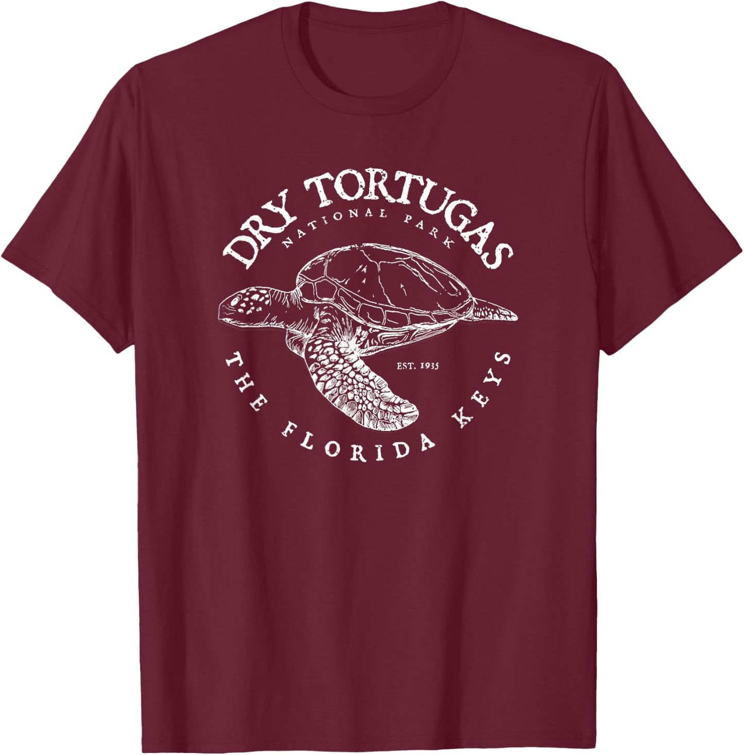 Dry Tortugas National Park Florida Keys Scuba Diving Turtle T-Shirt - T-Shirt | Maroon