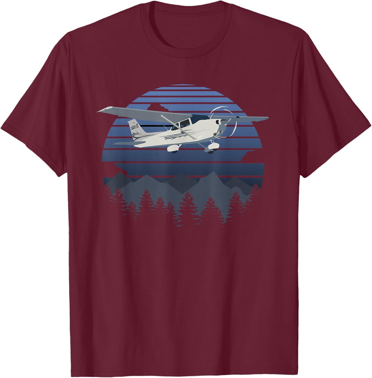 C-172 Skyhawk Mountain Flying Pilot T-Shirt - T-Shirt | Maroon