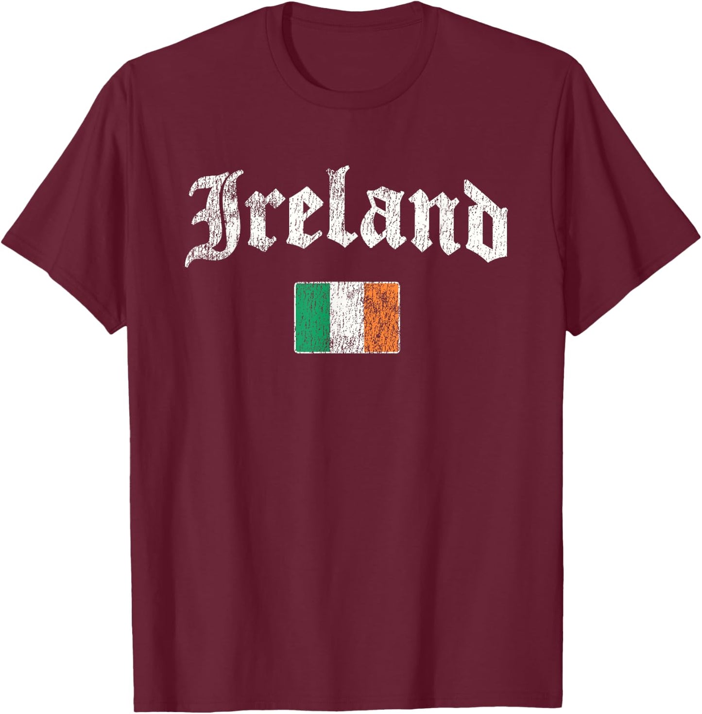 Vintage Irish Flag of Ireland Souvenir Men Women Kids T-Shirt - T-Shirt | Maroon