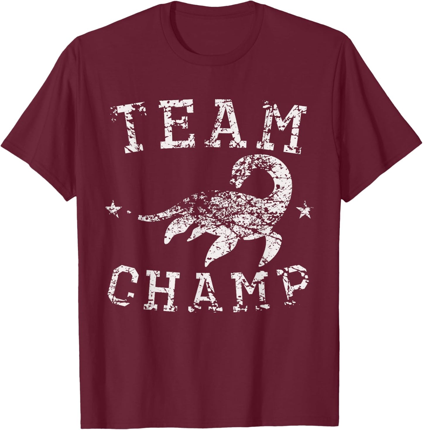 Vintage Team Champ Lake Champlain Monster Distressed T-Shirt - T-Shirt | Maroon