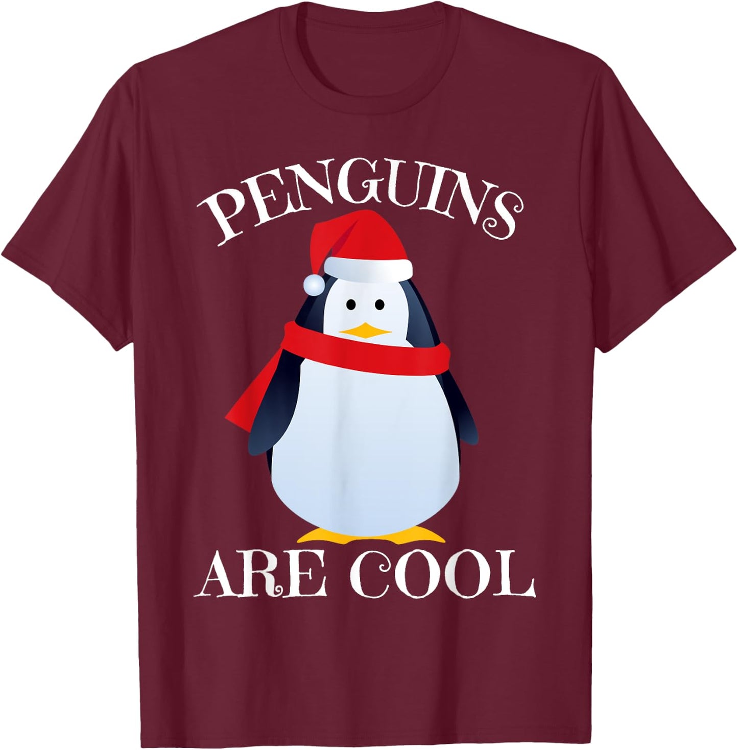 Cute Christmas Penguin Shirt for Kids Boy Girl Men & Women T-Shirt - T-Shirt | Maroon